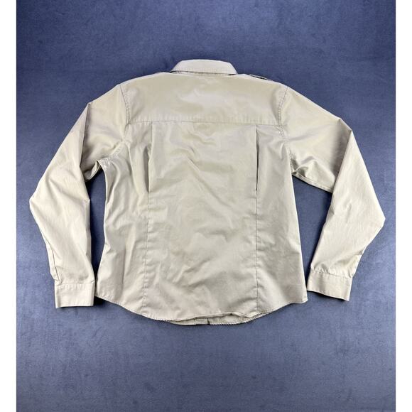 LL Bean Shirt Womens XL Khaki Button Front Epaulet Utility Safari Field VTG - Picture 8 of 8
